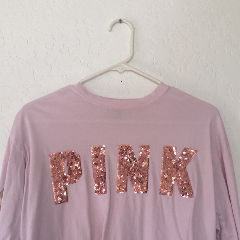 pink long sleeved sequin tee